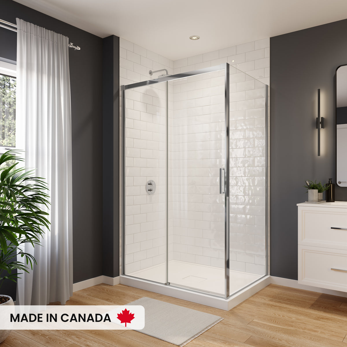 Neptune Sella In 6 Mm For Corner Installation With Clear Glass In 36 x 36 x 74-Inch Sliding Shower Door