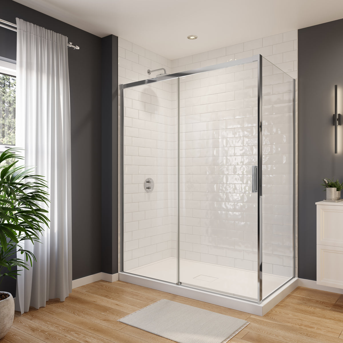 Neptune Sella In 6 Mm For Corner Installation With Clear Glass In 36 x 36 x 74-Inch Sliding Shower Door