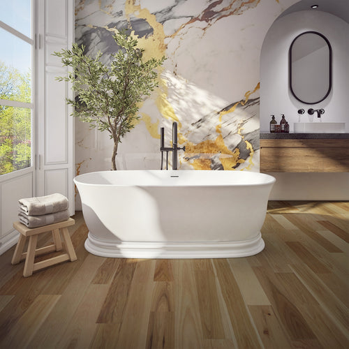 Neptune Vantaa 7132 AFR Solid Surface Freestanding Center Drain Bathtub in Matte White