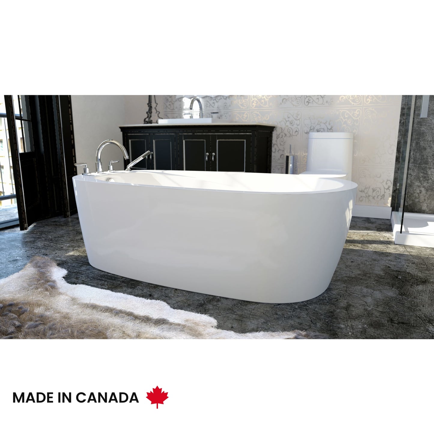 Neptune Vapora F1 6036 Acrylic Freestanding End Drain Bathtub in White