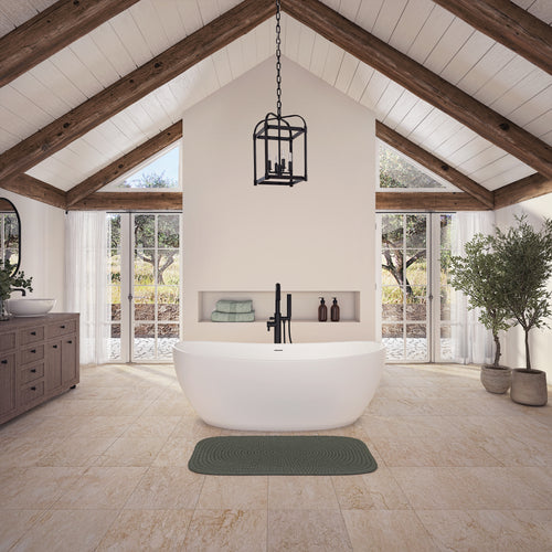 Neptune Zilina 6434 AFR Solid Surface Freestanding Double Slipper Center Drain Bathtub in Matte White