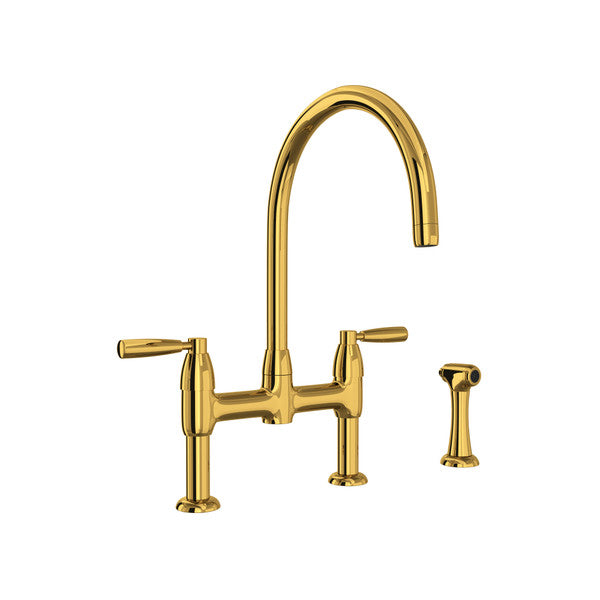 Perrin & Rowe Holborn Bridge Kitchen Faucet with Sidespray With Metal Lever Handle