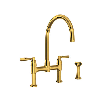 Perrin & Rowe Holborn Bridge Kitchen Faucet with Sidespray With Metal Lever Handle