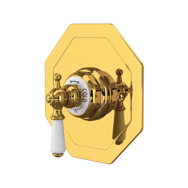 Perrin & Rowe Edwardian Octagonal Concealed Thermostatic Trim Without Volume Control With Metal Lever Handle.5585L