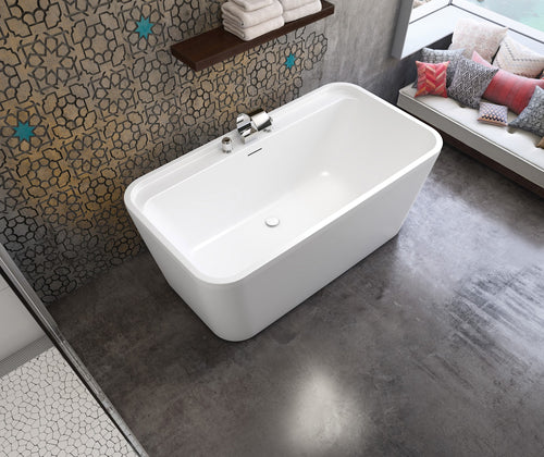 Oberto 6032 Acrylic Freestanding Center Drain Bathtub in White