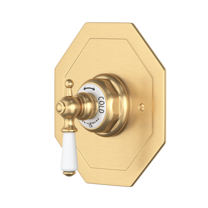 Perrin & Rowe Edwardian Octagonal Concealed Thermostatic Trim Without Volume Control With Metal Lever Handle.5585L