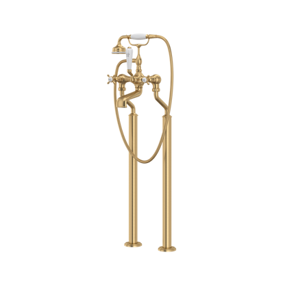 Perrin & Rowe Edwardian Exposed Floor Mount Tub Filler with Handshower