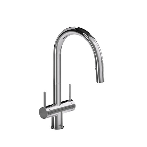 Riobel Azure™ Two Handle Pull-Down Kitchen Faucet With C-Spout