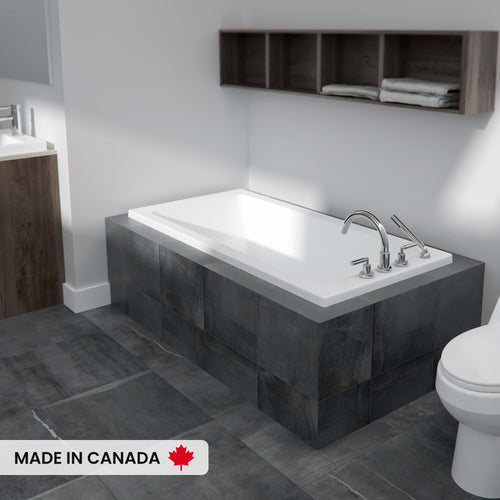 Neptune Pia 3060 AFR Acrylic Drop-in End Drain Bathtub in White