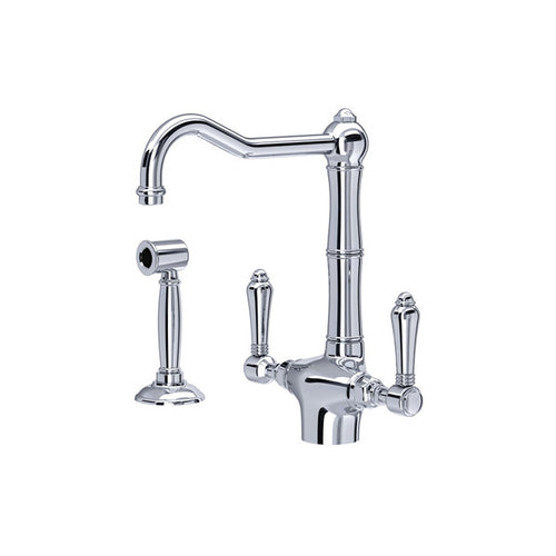 ROHL Acqui Single Hole Column Spout Kitchen Faucet With Sidespray