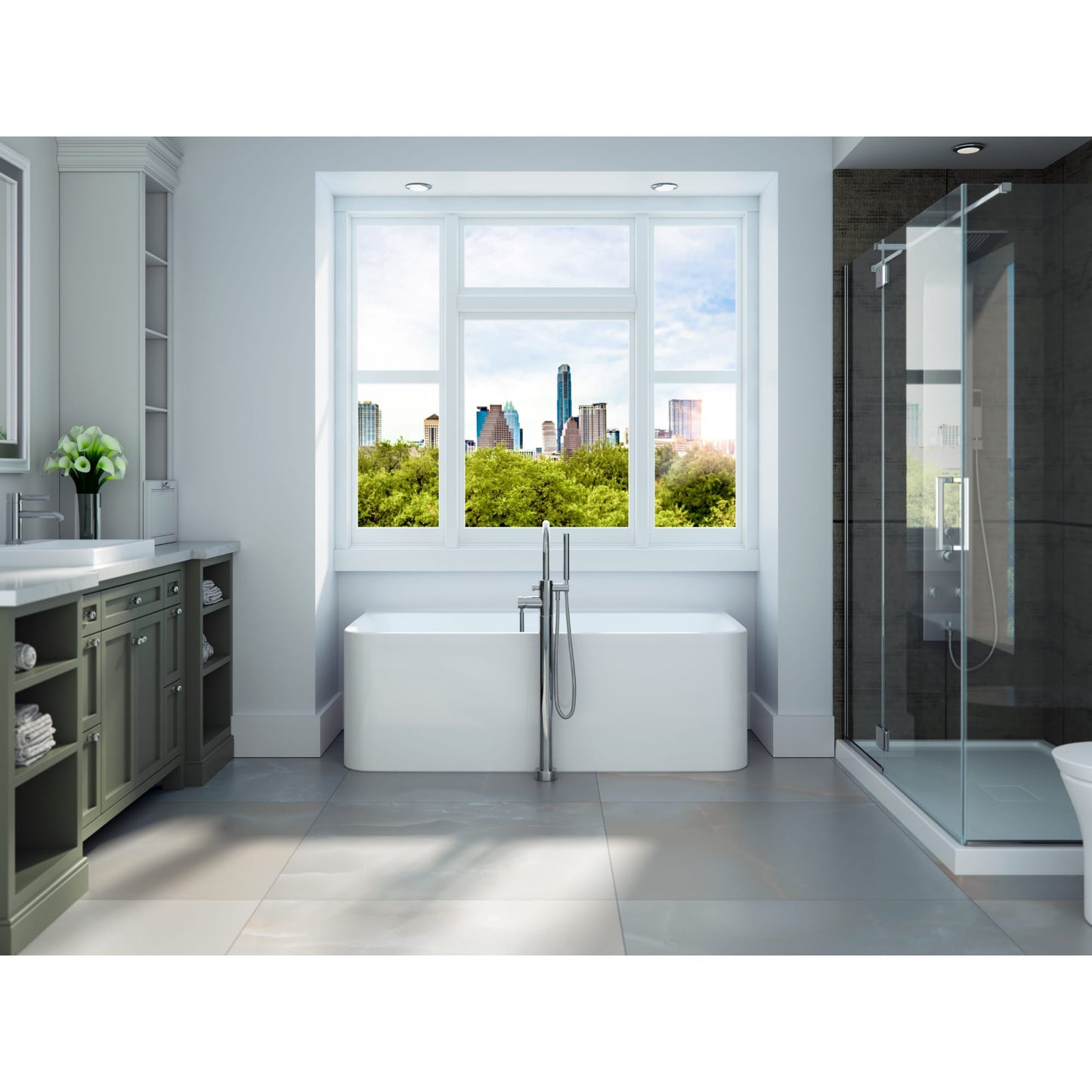Neptune Belgrade 3260 AFR Acrylic Wall-Mount Freestanding Center Drain Bathtub in White