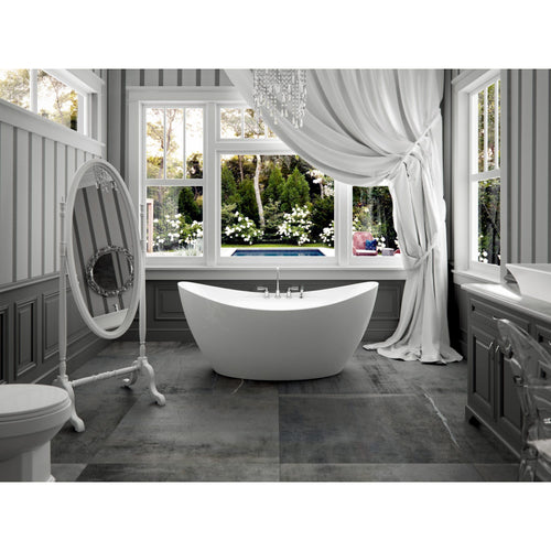 Neptune Murano F1 3460 AFR Acrylic Freestanding Center Drain Bathtub in White