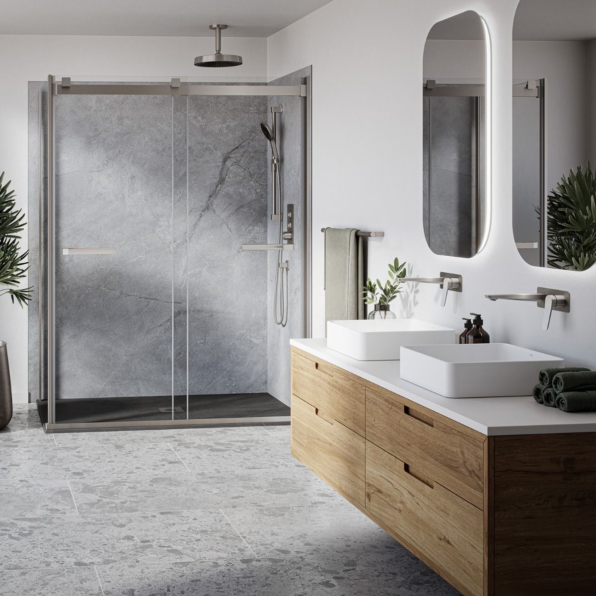 Kalia AKCESS 2.0 60” Bypass Sliding Shower Door with 36” return panel - KP protective film – DR2073-125-005/DR2074-005/DR2076-125-005
