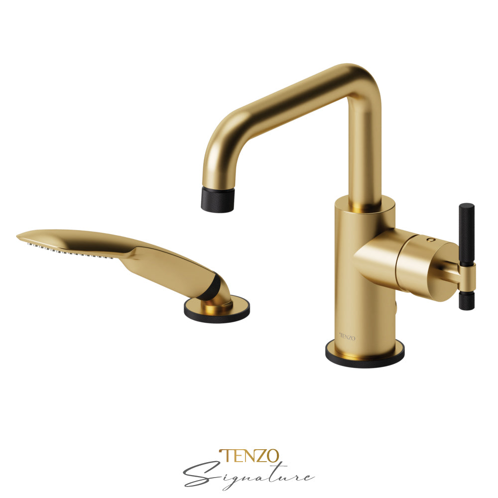 Tenzo 2 Pieces Tub FIller Deck-Mount Bathtub