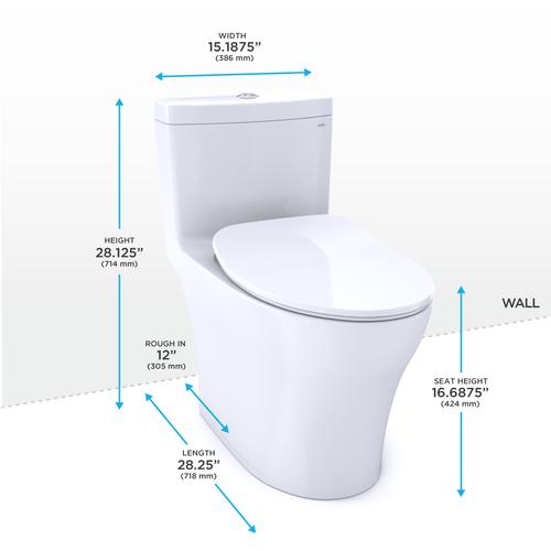 Toto Aquia® IV One-Piece Toilet - 1.28 GPF & 0.9 GPF, Elongated Bowl - WASHLET+ Connection - Slim Seat