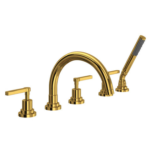 ROHL Lombardia 5-Hole Deck Mount Tub Filler With C-Spout