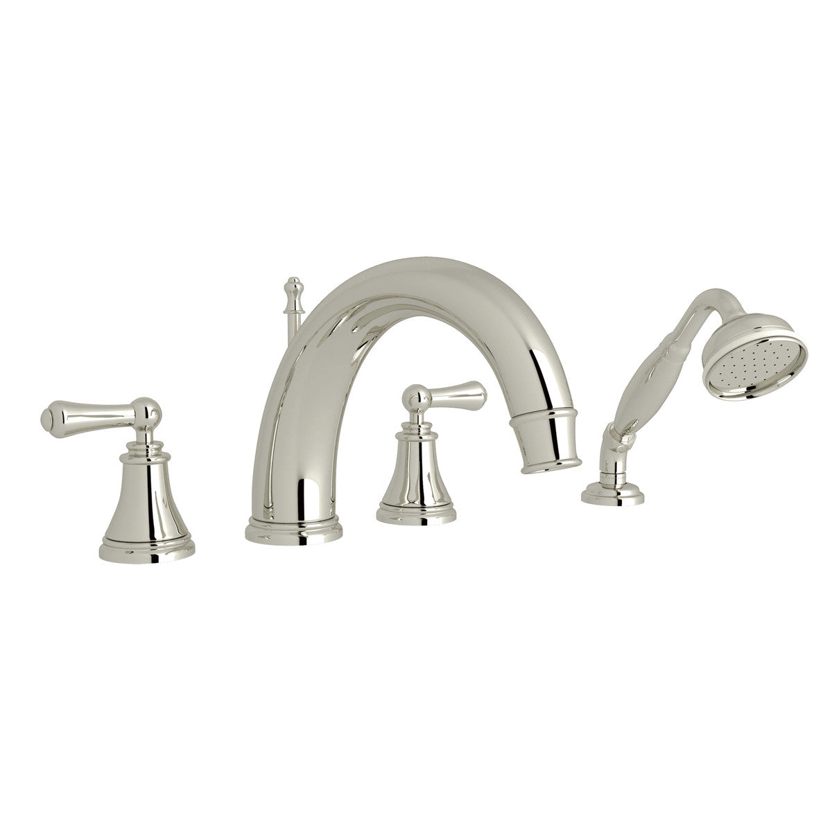 Georgian Era 4-Hole Deck Mount C-Spout Tub Filler with Handshower - Lever Handle