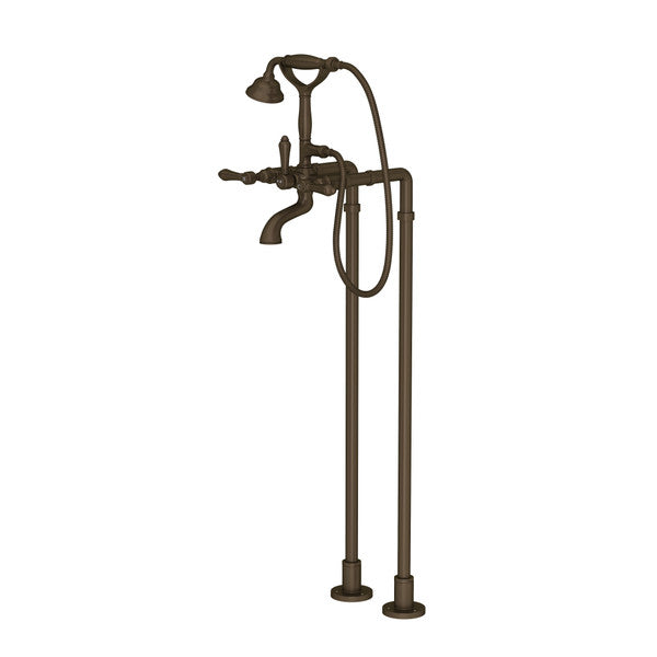 ROHL Exposed Floor Mount Tub Filler With Handshower & Floor Pillar Legs Or Supply Unions