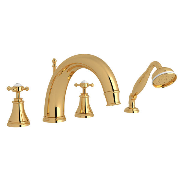 Perrin & Rowe Georgian Era™ 4-Hole Deck Mount Tub Filler With C-Spout