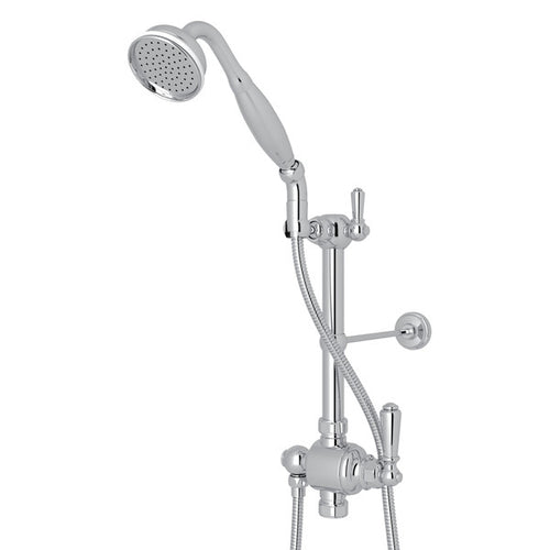 Perrin & Rowe Riser Diverter, Handshower, Handshower Holder, Hose and 8" Thermostatic Outlet