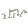 Perrin & Rowe Georgian Era 4-Hole Deck Mount Column Spout Tub Filler With Handshower - With Metal Lever Handle.3747LS