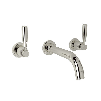 Perrin & Rowe Holborn Wall Mount Widespread Bathroom Faucet - With Metal Lever Handle.3321LS-APC/TO