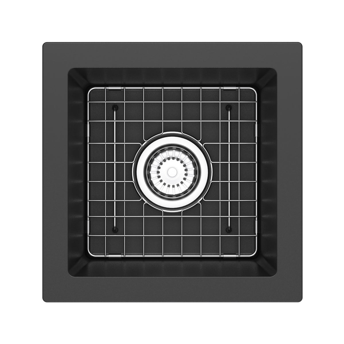 Fonsa™ 15" Quartz Single Bowl Undermount Bar/Food Prep Kitchen Sink - Black | Model Number: FAUM1515BK