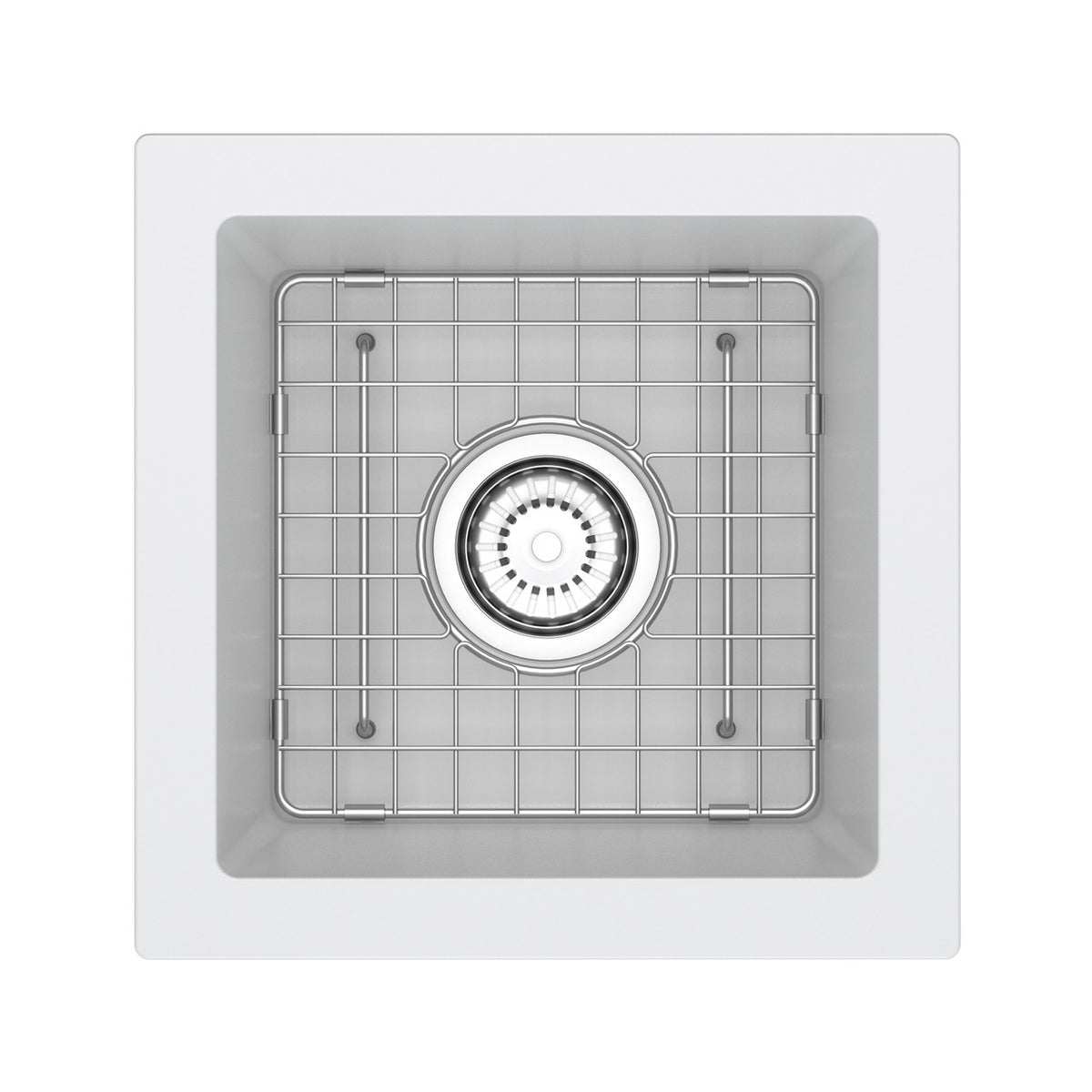 Fonsa™ 15" Quartz Single Bowl Undermount Bar/Food Prep Kitchen Sink - White | Model Number: FAUM1515WH