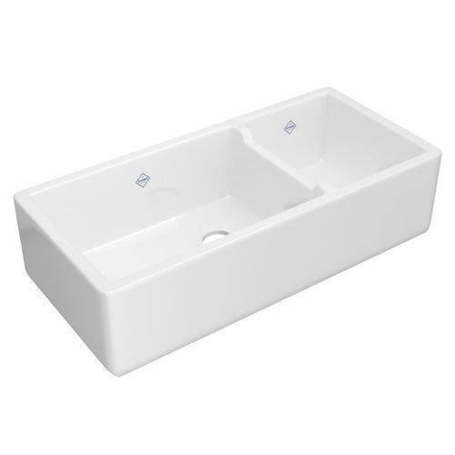 Shaws Lancaster™ 40" Double Bowl Farmhouse Apron Front Fireclay Kitchen Sink