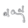 Perrin & Rowe Georgian Era Wall Mount Widespread Bathroom Faucet - Polished Chrome With White Porcelain Lever Handle.3793LSP-APC/TO