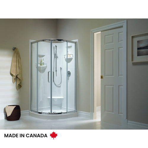 Neptune Sacha 4040 Neo-Round Acrylic Corner Two-Piece Shower with Center Drain in White
