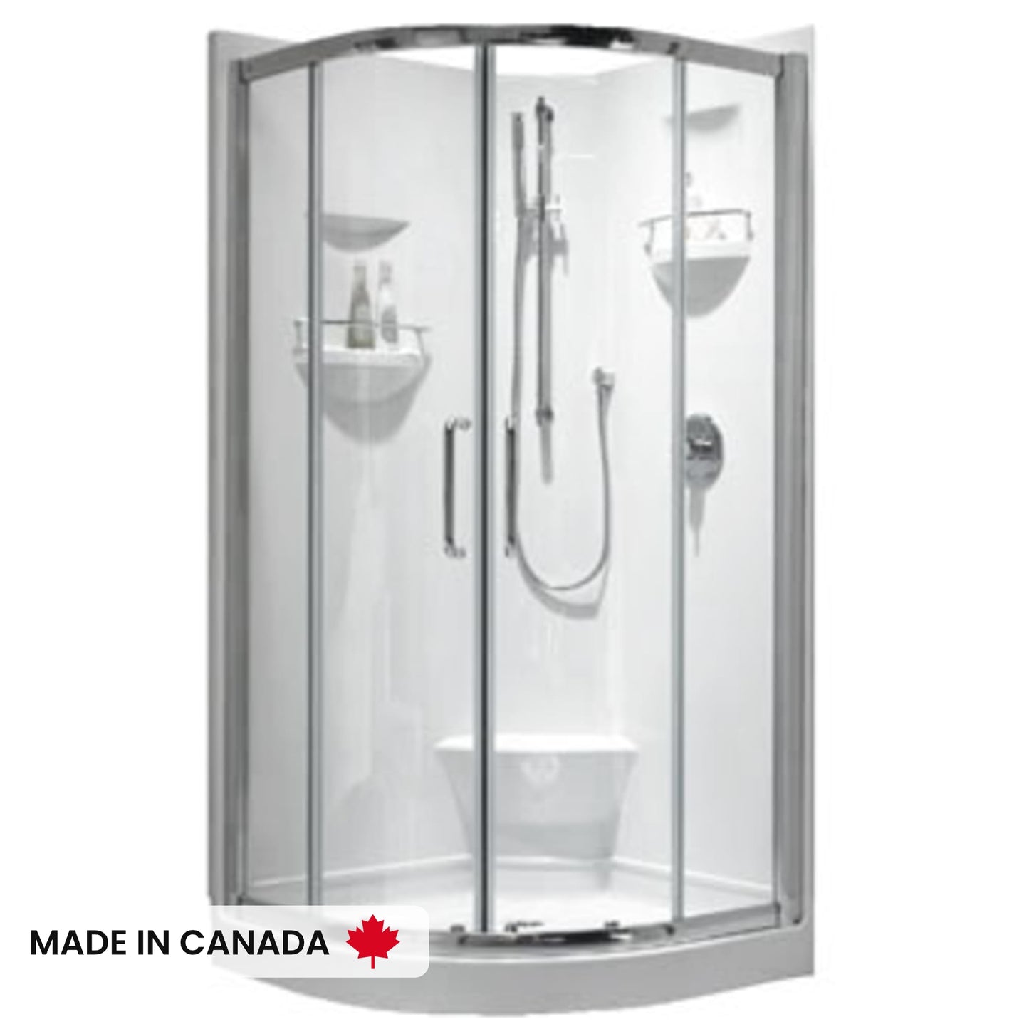 Neptune Sacha 4040 Neo-Round Acrylic Corner Two-Piece Shower with Center Drain in White