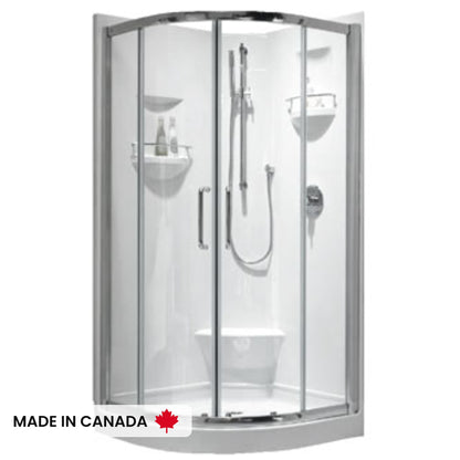 Neptune Sacha 4040 Neo-Round Acrylic Corner Two-Piece Shower with Center Drain in White