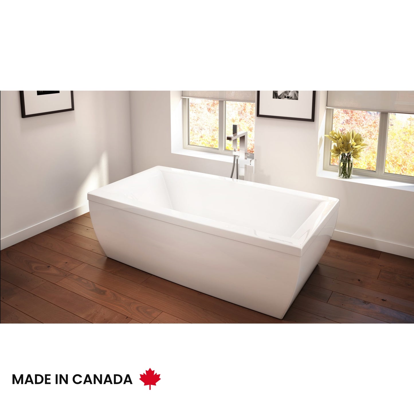 Neptune Saphyr 7238 Acrylic Freestanding Center Drain Bathtub in White