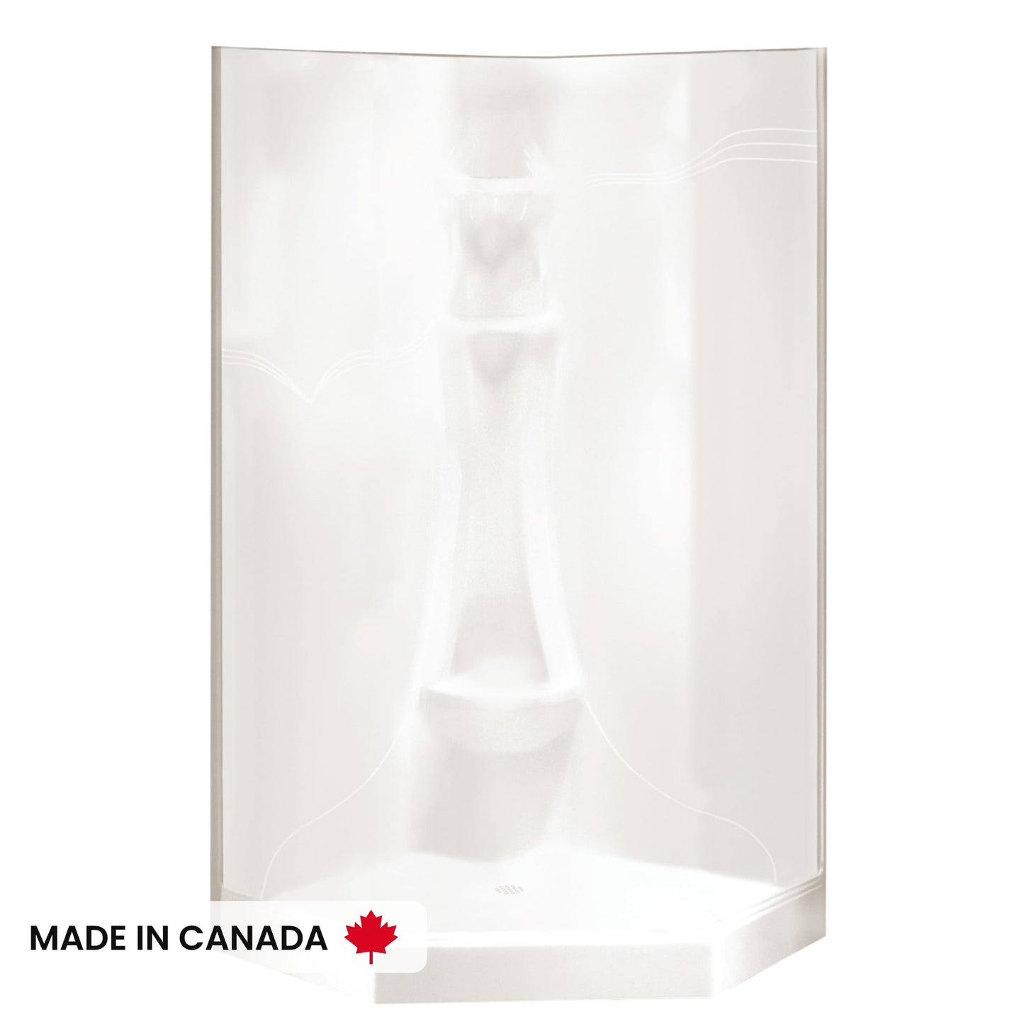 Neptune Saturne 3838 Neo-Angle Acrylic Corner Two-Piece Shower with Center Drain in White