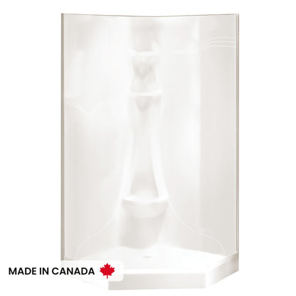 Neptune Saturne 3838 Neo-Angle Acrylic Corner Two-Piece Shower with Center Drain in White