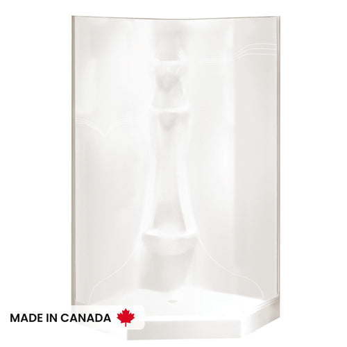 Neptune Saturne 3838 Neo-Angle Acrylic Corner Two-Piece Shower with Center Drain in White