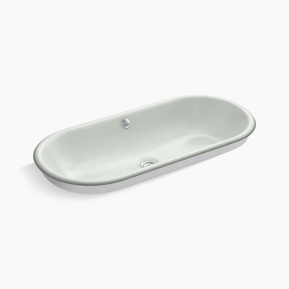 Iron Plains® 33" oval drop-in/undermount/vessel bathroom sink with White painted underside