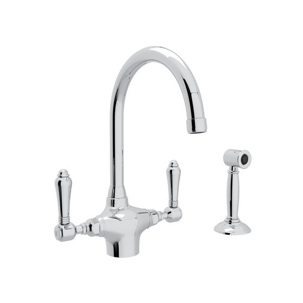 ROHL San Julio Single Hole C-Spout Kitchen Faucet With Sidespray