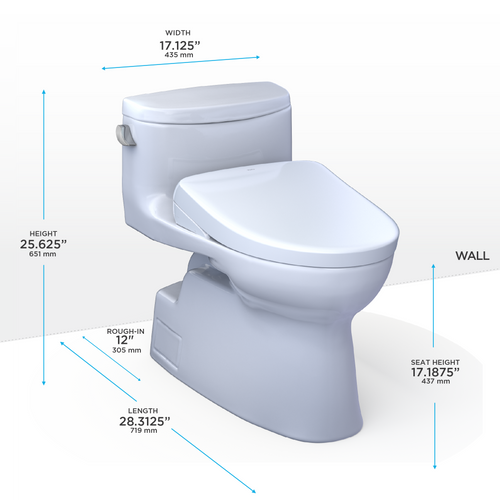 Toto Carolina® Ii Washlet®+ S7 One-Piece Toilet - 1.28 Gpf