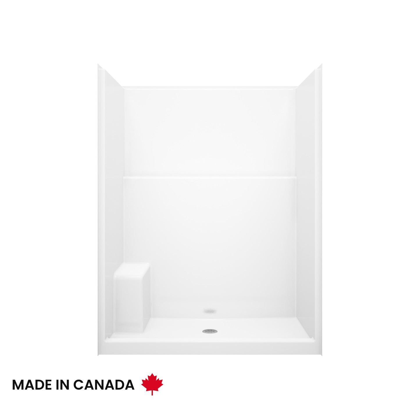 Avila SS3260 AcrylX™ Alcove Center Drain One-Piece Shower with Left Seat in White