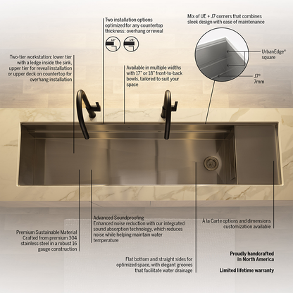 Julien 42" Undermount Single-Bowl Workstation Kitchen Sink