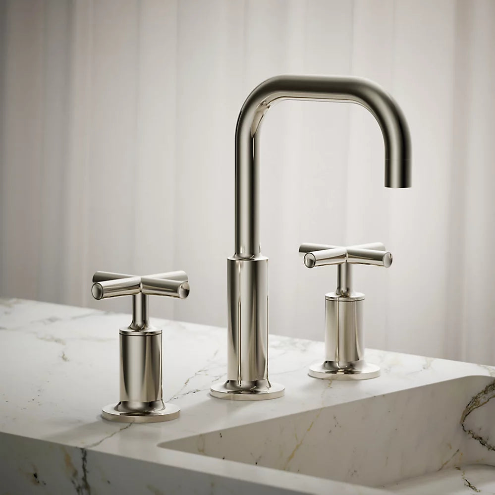 Purist® Widespread bathroom sink faucet with Cross handles, 1.2 gpm