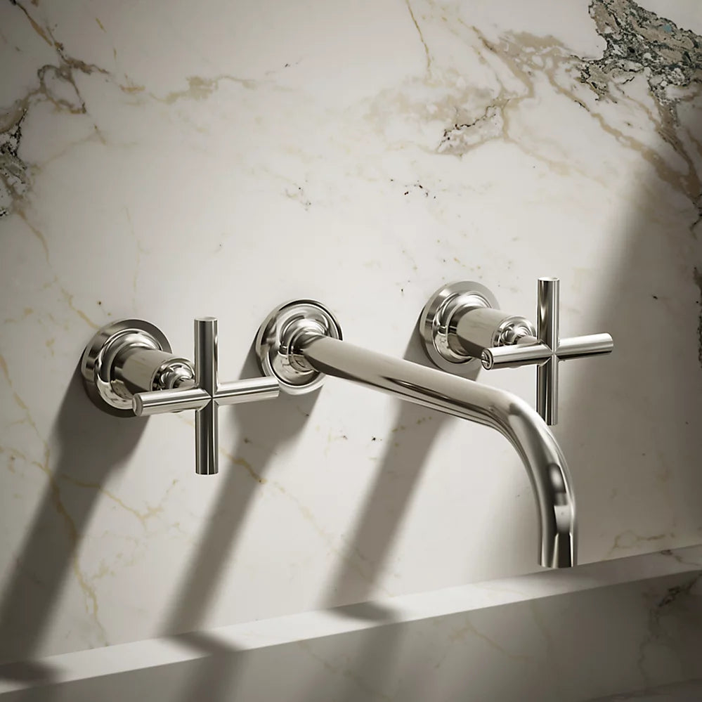 Purist® Wall-mount bathroom sink faucet trim with Cross handles, 1.2 gpm