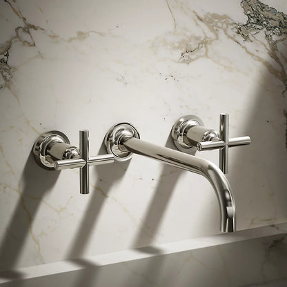 Purist® Wall-mount bathroom sink faucet trim with Cross handles, 1.2 gpm