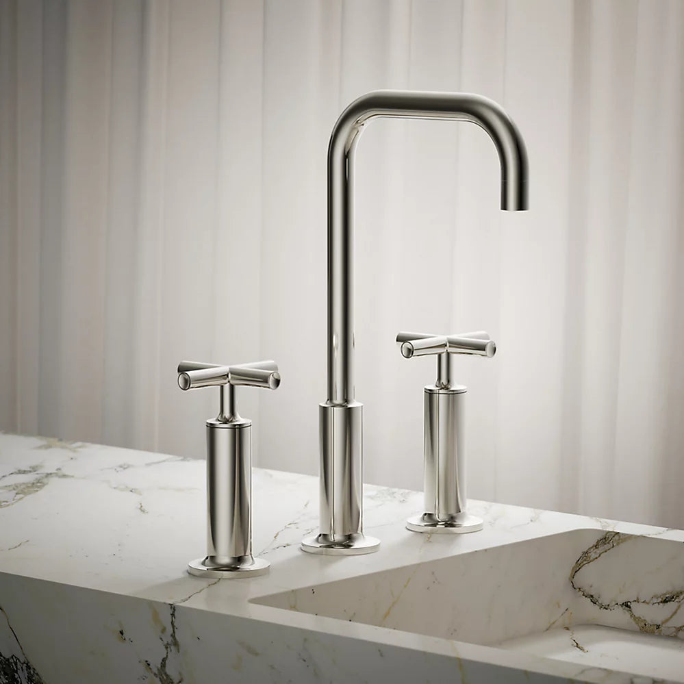 Purist® Widespread bathroom sink faucet with Cross handles, 1.2 gpm