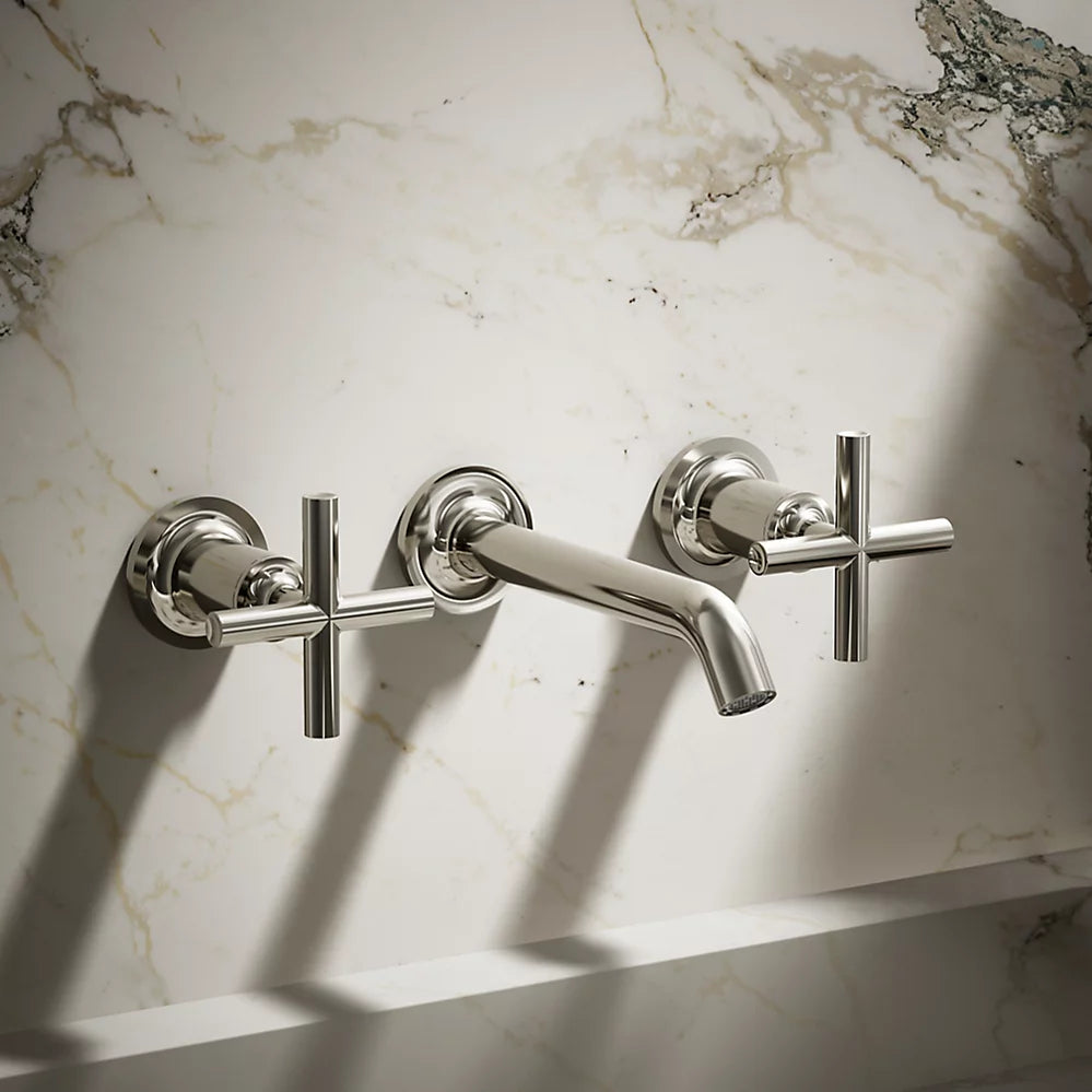 Purist® Wall-mount bathroom sink faucet trim with Cross handles, 1.2 gpm