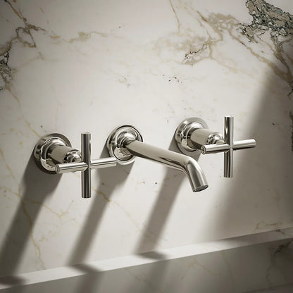 Purist® Wall-mount bathroom sink faucet trim with Cross handles, 1.2 gpm