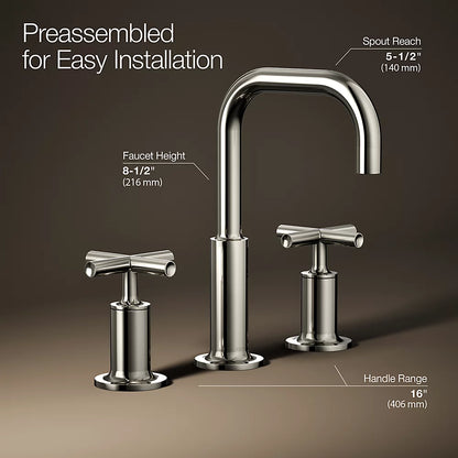 Purist® Widespread bathroom sink faucet with Cross handles, 1.2 gpm