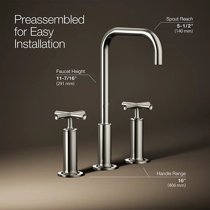 Purist® Widespread bathroom sink faucet with Cross handles, 1.2 gpm